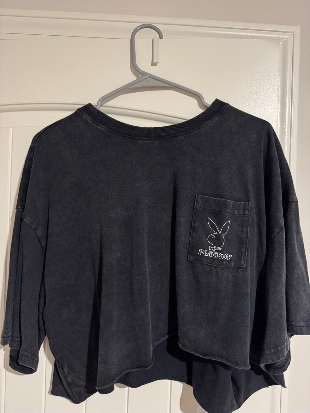 PLAYBOY BNWOT Black Short Sleeve Pocket Tee with Logo Crop Top